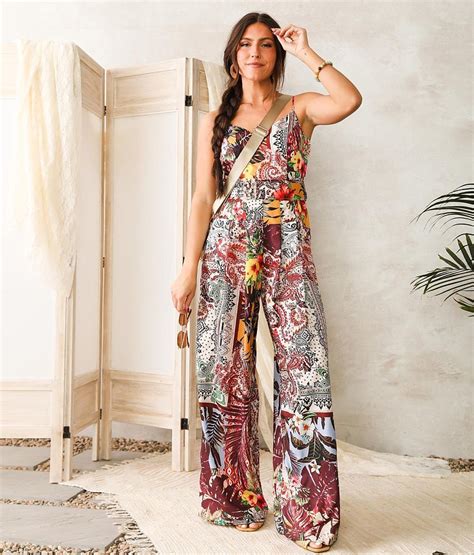 women's printed wide legged jumpsuits.